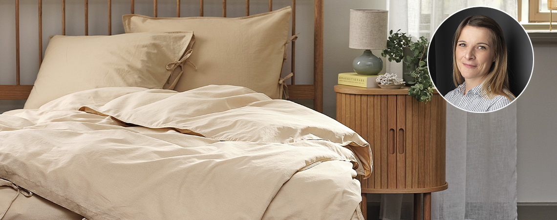 Komplet SELMA presvlaka za jorgan je jedan od Kathrininih omiljenih. Komplet navlaka za jorgan od opranog pamuka u jarkoj kaki boji sa slikom kupca kategorije Katrin