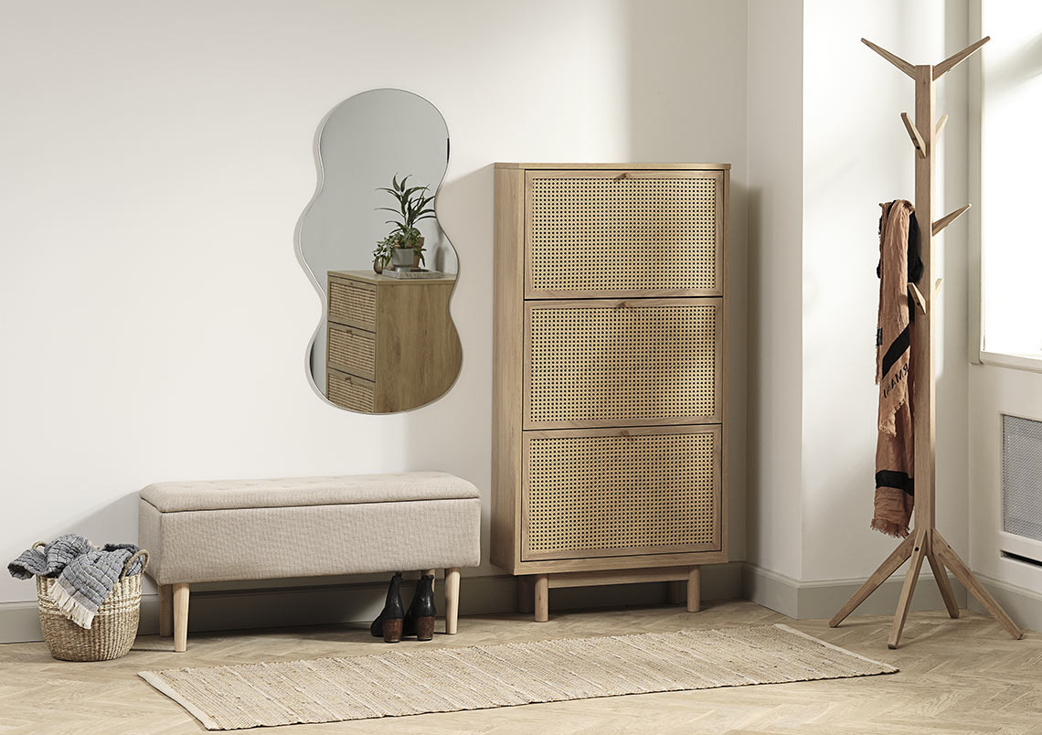 BADSTED klupa za hodnik i REJSBY ogledalo i HALMSTAD cipelarnik Klupa za hodnik I cipelarnik