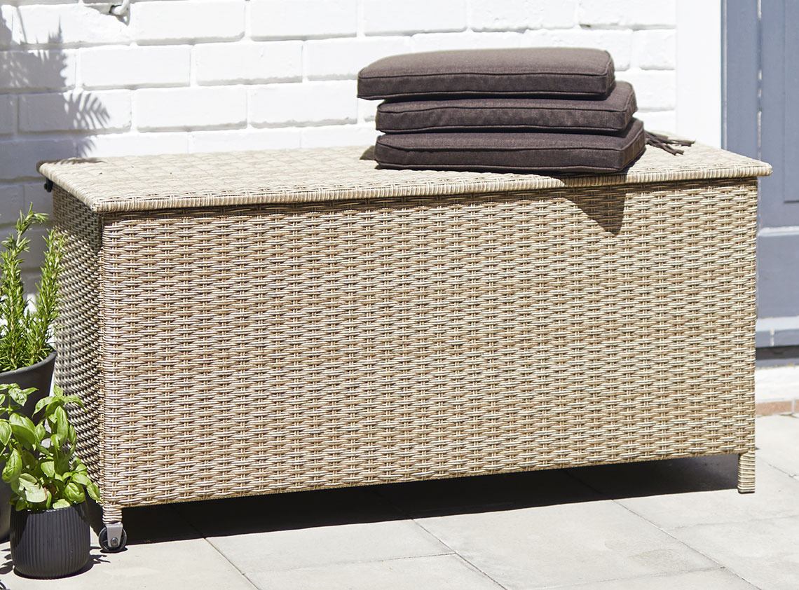 YDERUP sanduk za jastuke sa točkićima i ručkom Sanduk za odlaganje jastuka sa ručkom i točkićima na sunčanoj terasi