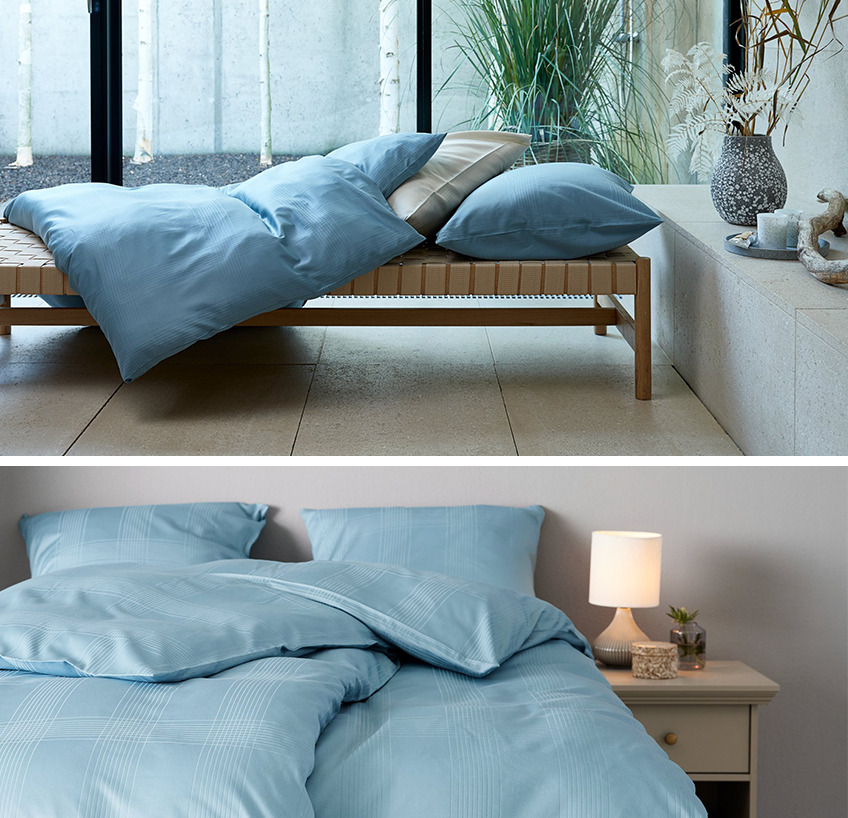 Spavaća soba sa plavom posteljinom