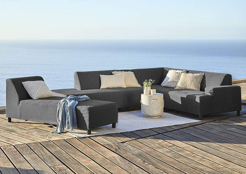 Lounge sofa za 6 osoba i ležaljka tamno sive boje