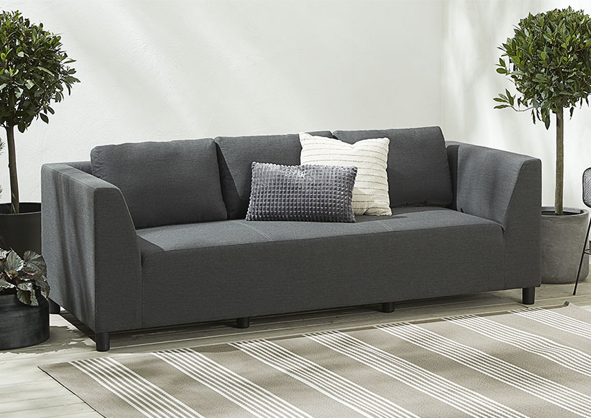 Lounge sofa za 3 osobe tamno sive boje, za sve vremenske uslove